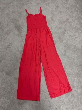Universal Thread Coral Smocked Wide-Leg Jumpsuit with Pockets